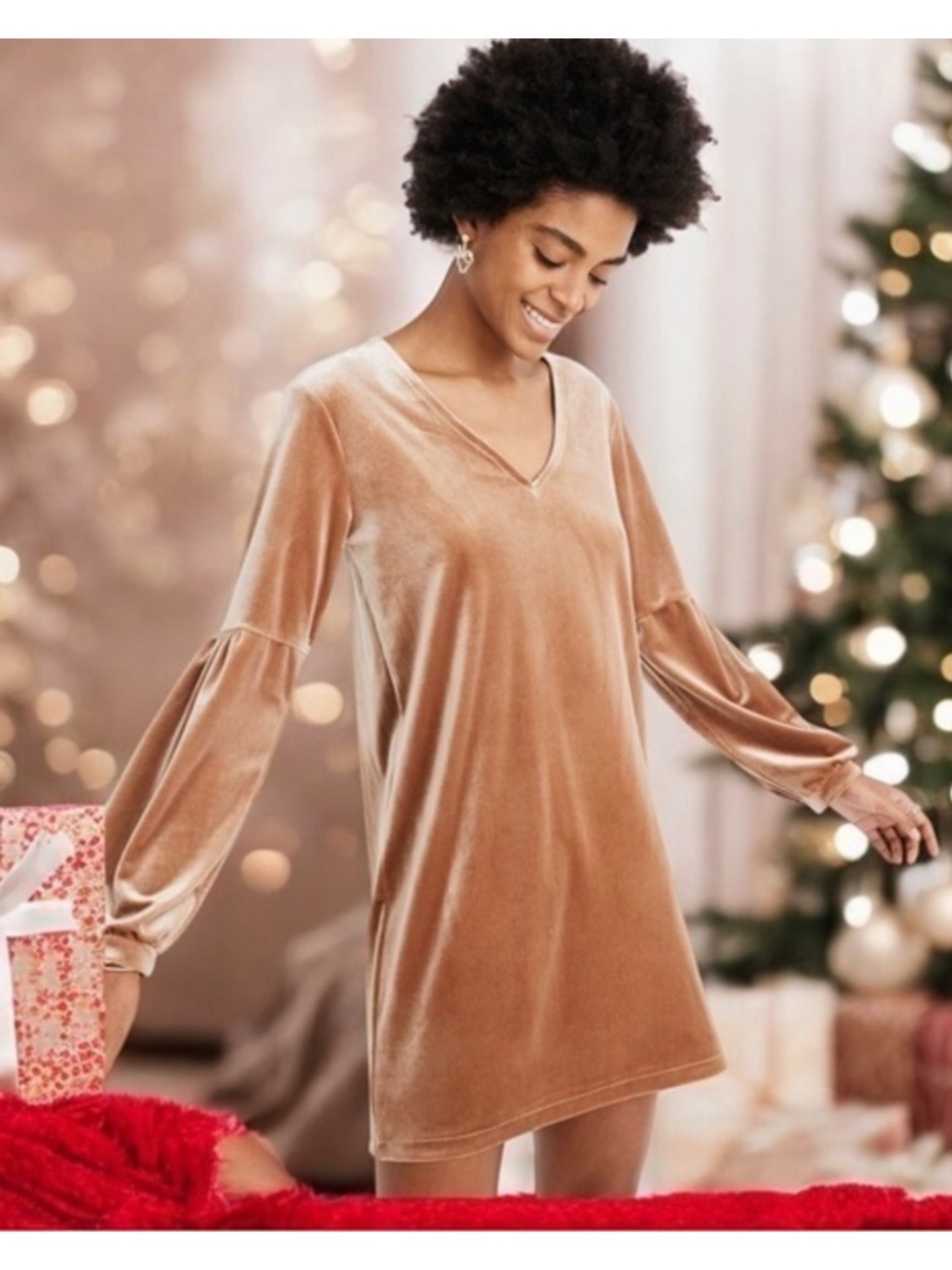 Madewell Velvet Balloon-Sleeve Dress Small